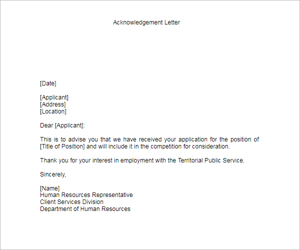 Acknowledgement Letter PDF