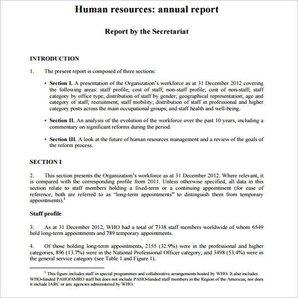 Annual Report Template For Human Resource