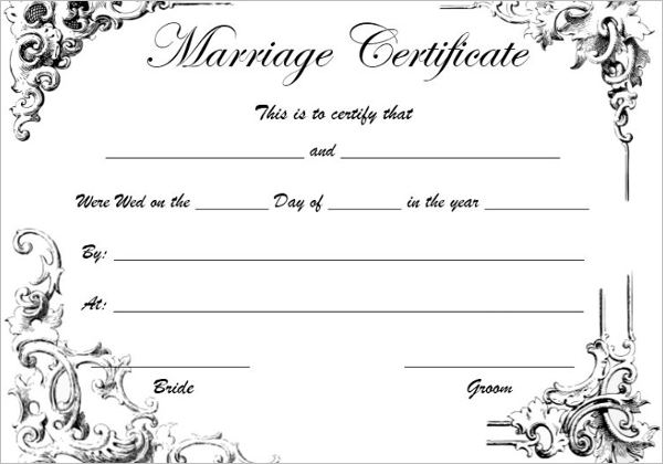 BlankÂ Marriage Certificate Template