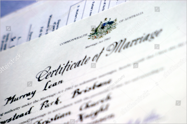 Certificate For Wedding