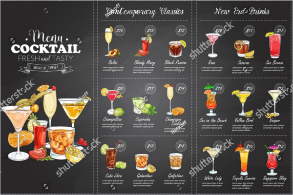 Free Cocktail Menu Card Design
