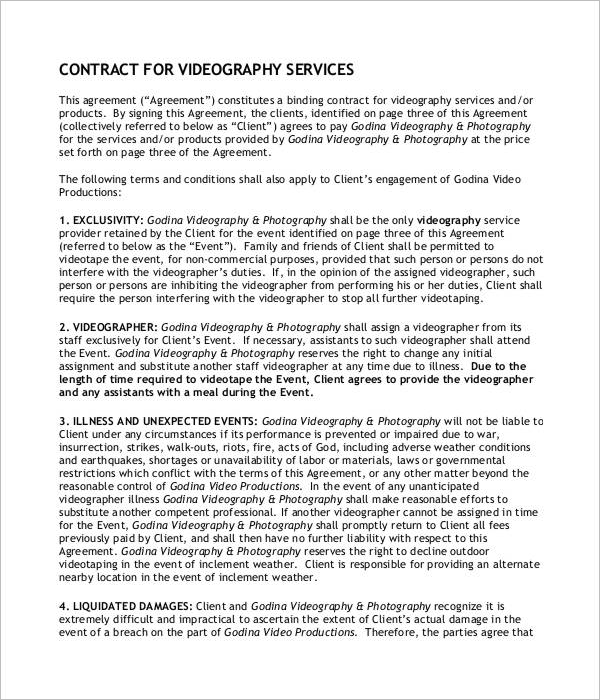 Free Freelance Videographer Contract Template