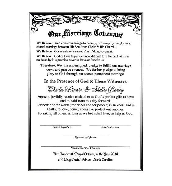 Free Marriage Contract Sample