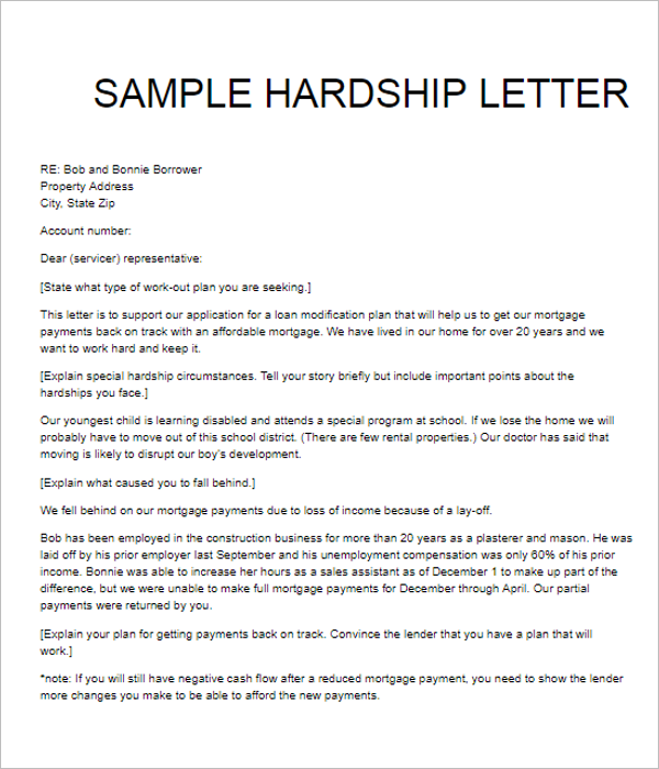Hardship Letter Example