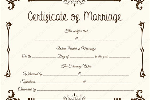 Marriage Certificate Template Vector