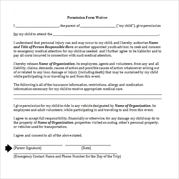 Permission Letter For Parents