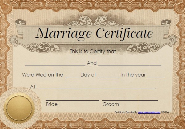 PrintableÂ Marriage Certificate Template