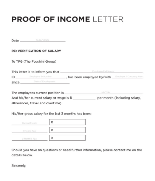 Proof Of Income Letter For Accountant