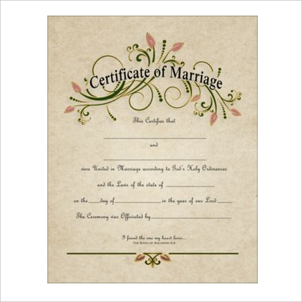 RetroÂ Marriage Certificate Template