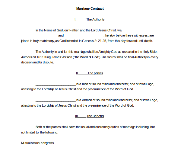 StandardÂ Marriage Contract Template