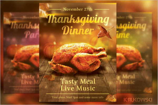 Thanksgiving Dinner Menu Card Flyer