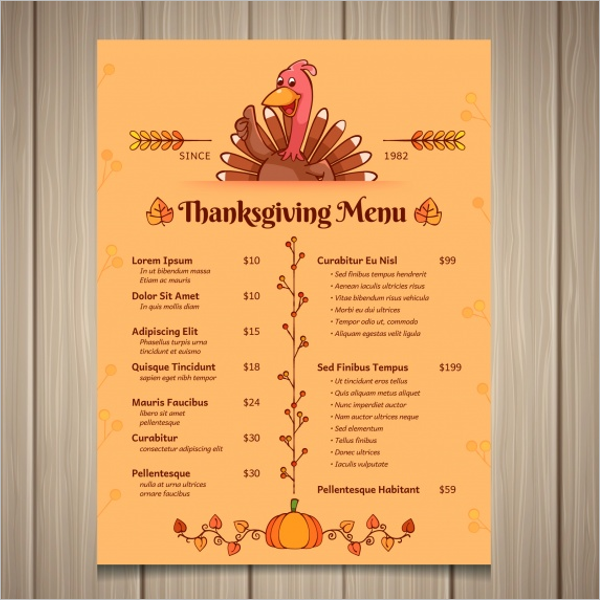 Thanksgiving Menu Card Design