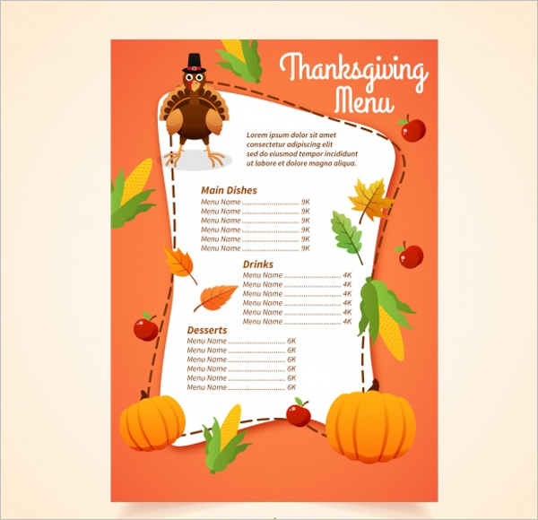 Thanksgiving Party Menu Card Design