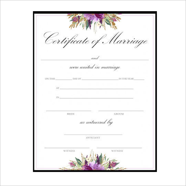 VerticalÂ Marriage Certificate Template