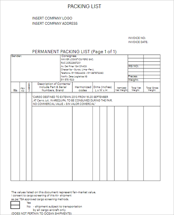 5 Packaging Checklist Template