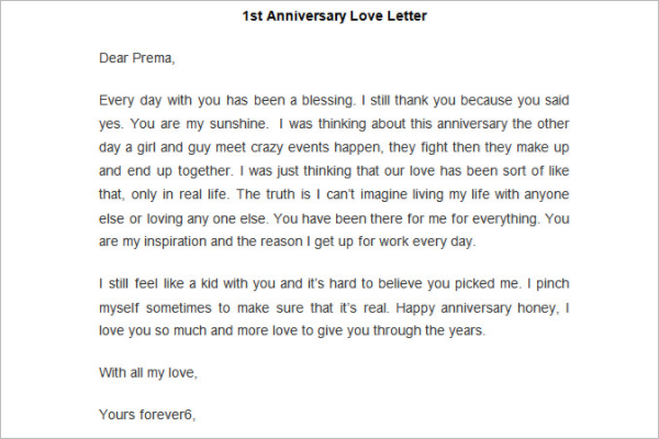 Anniversary Love Letter Template