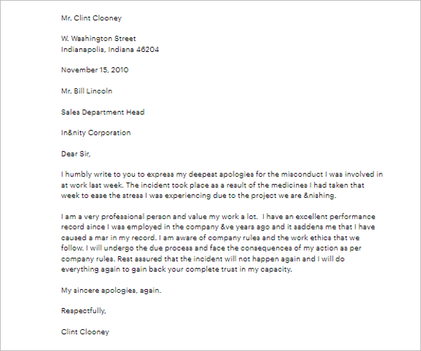 Apology Letter To Teacher