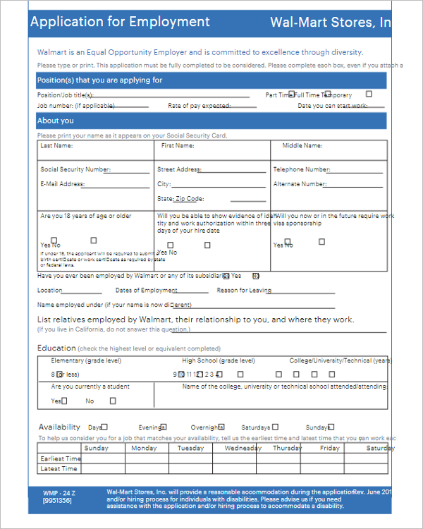 Application Form For Employee