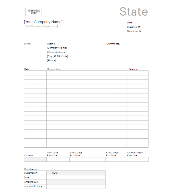 Bank Income Statement Template