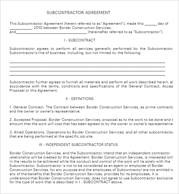 Agreement Form Format