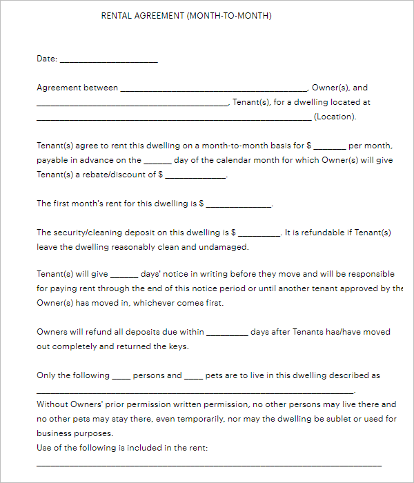 Blank Agreement Form Template