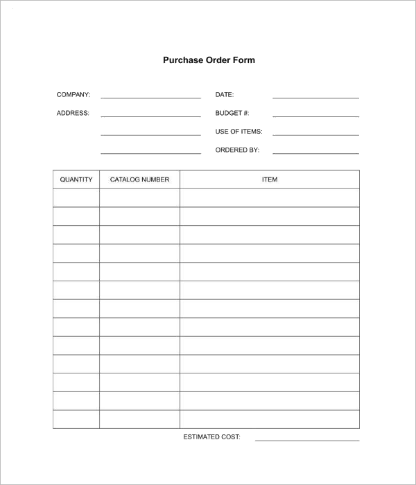 Blank Retail Order Form Template Word