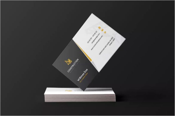 Construction Black & White Business Card Template