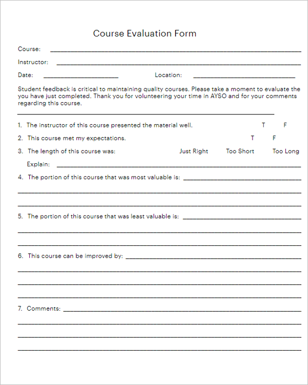 Daycare Teacher Evaluation Form