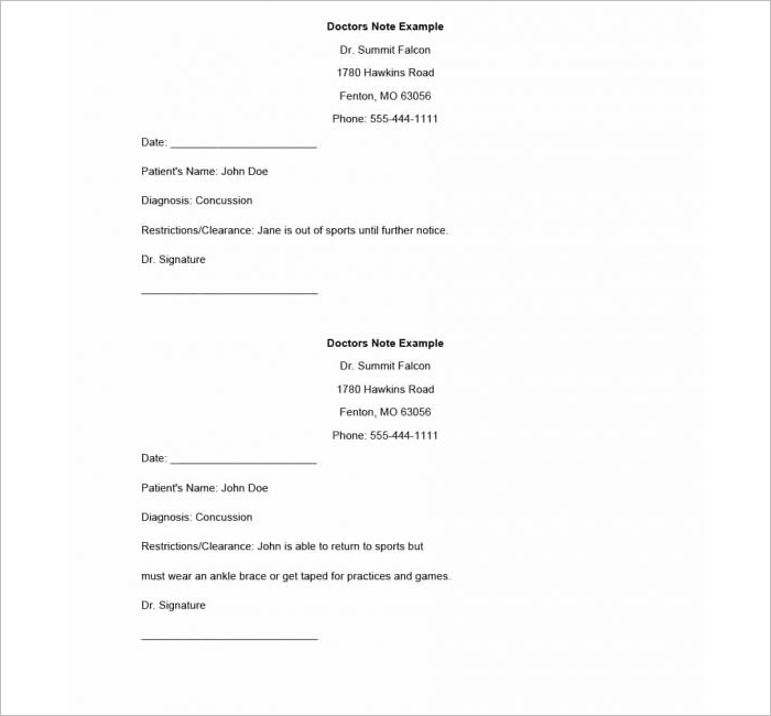  Doctors Note Template PDF