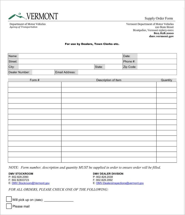 Free Retail Order Form Template