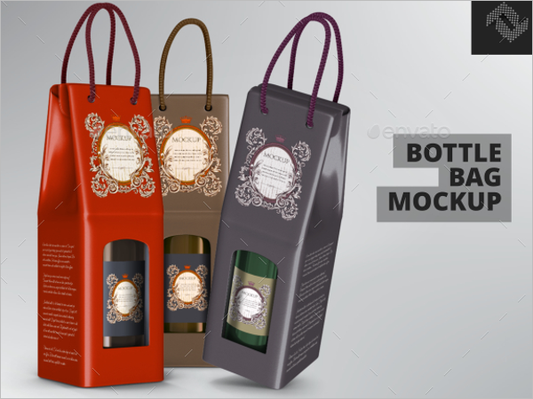 Paper Bottle Bag Mockup Design