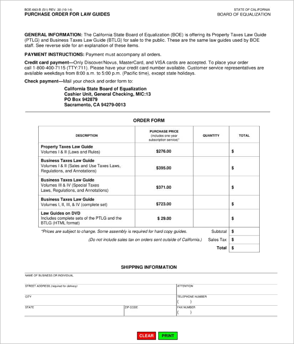 Retail Book Purchase Order Form