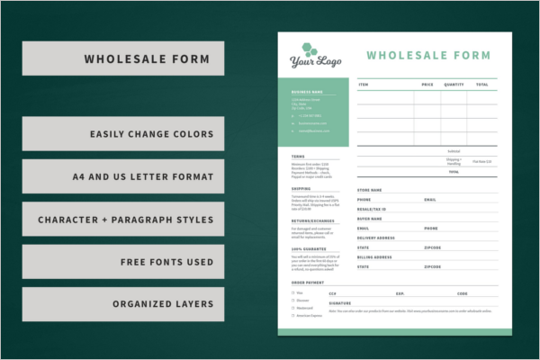 Retail Order Form Template