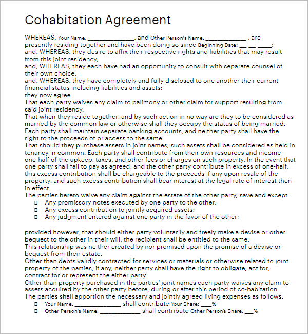 Separation Agreement Form Template