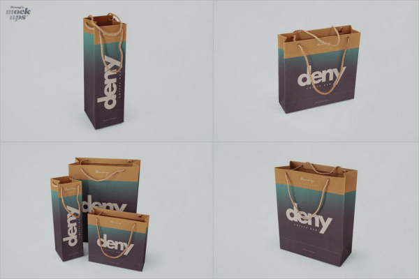 Set Of Paper Bag Design Mockup