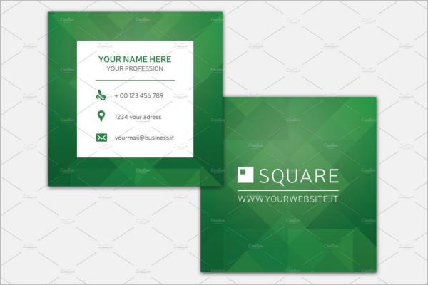 Square Green Business Card Design