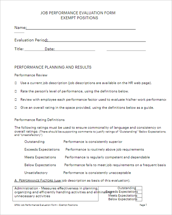 Teacher Evaluation Form Format