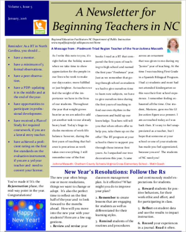 Beginning Teacher Newsletter Template