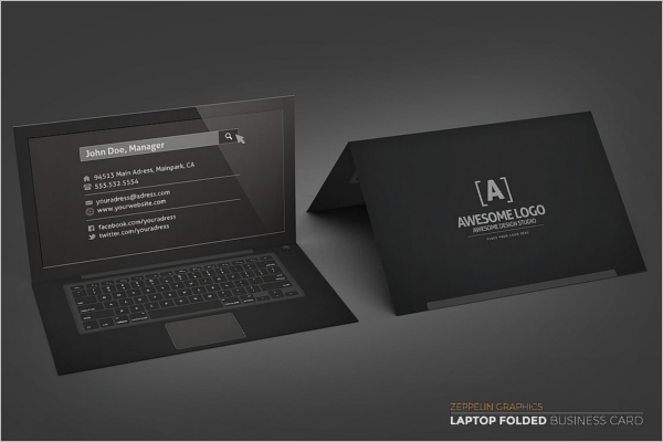 Black Edition Laptop Business Card Template
