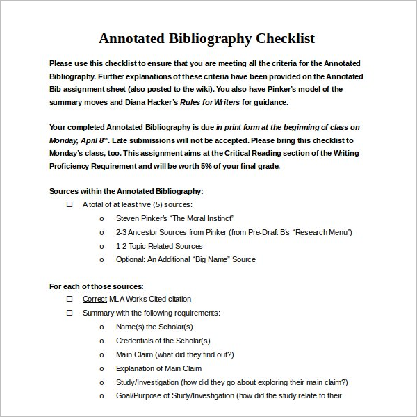 17+ Annotated Bibliography Maker / Generator Free Example Templates