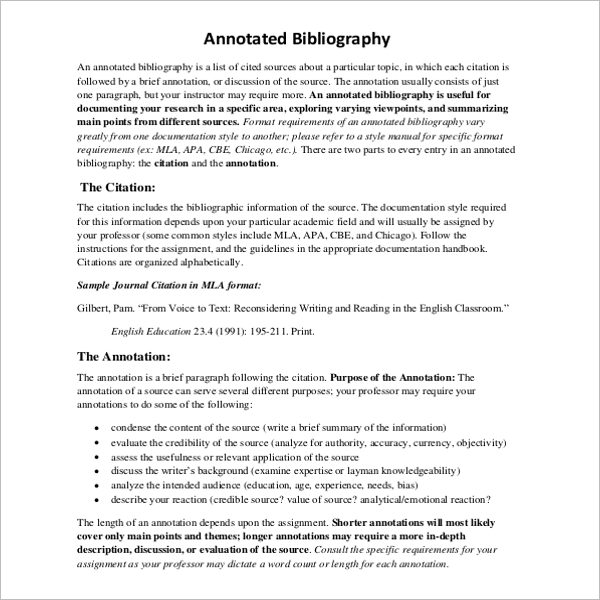 Editable MLA Annotated Bibliography Template