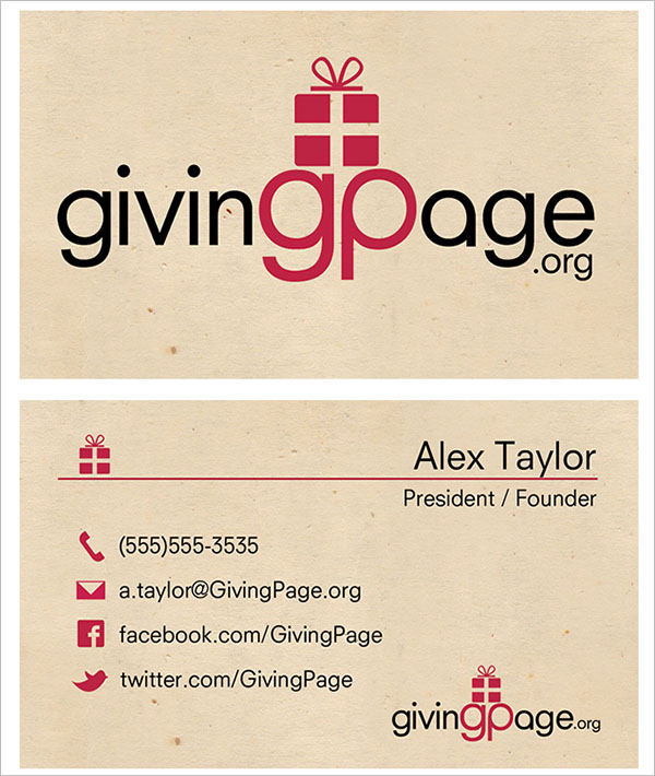Charity Business Card Front & Back