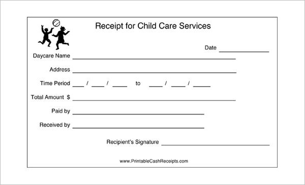 Child Care Receipt Format