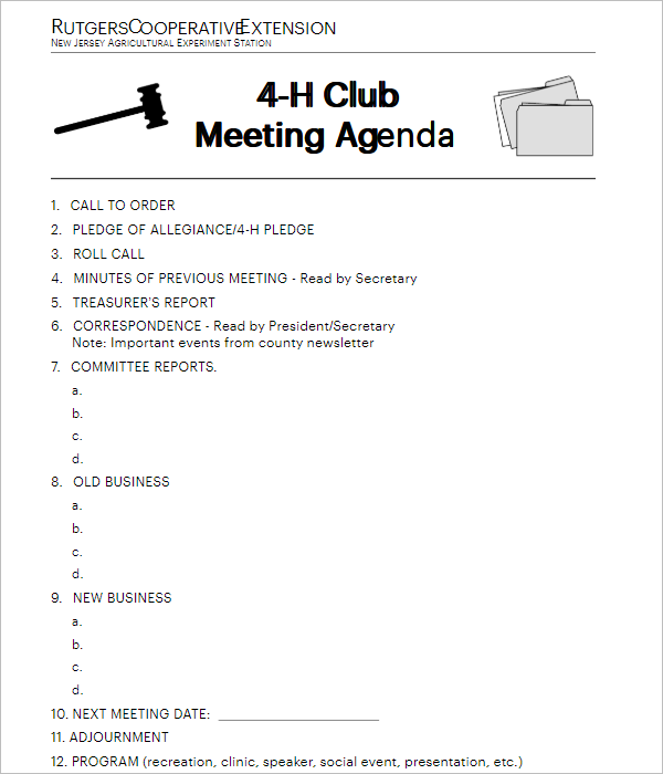Club Board Meeting Template Download