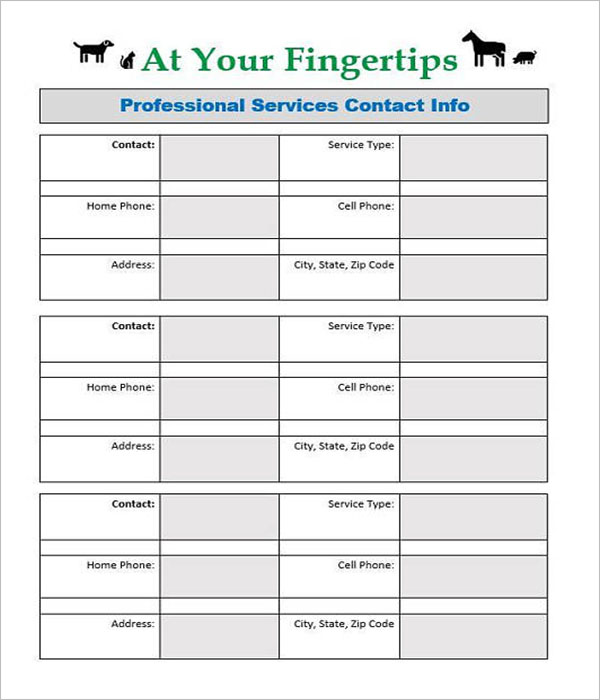 20+ Free Contact Sheet Templates Word, PDF, Excel Formats