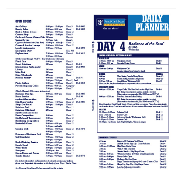 Cruise Campus Itinerary Template Example
