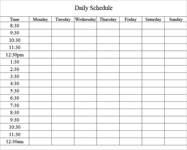 Daily Itinerary Template PDF Download