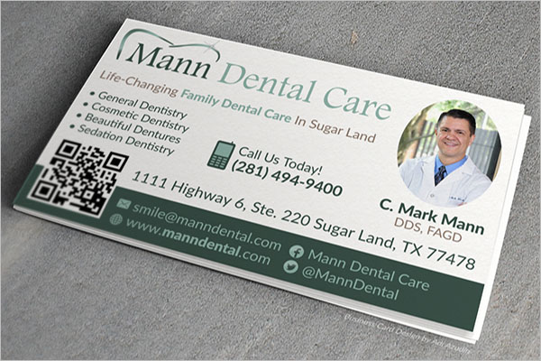 Dental Care Business Card PSD Free