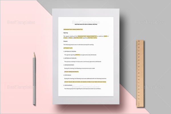 Easy to Print Formal Minutes Template