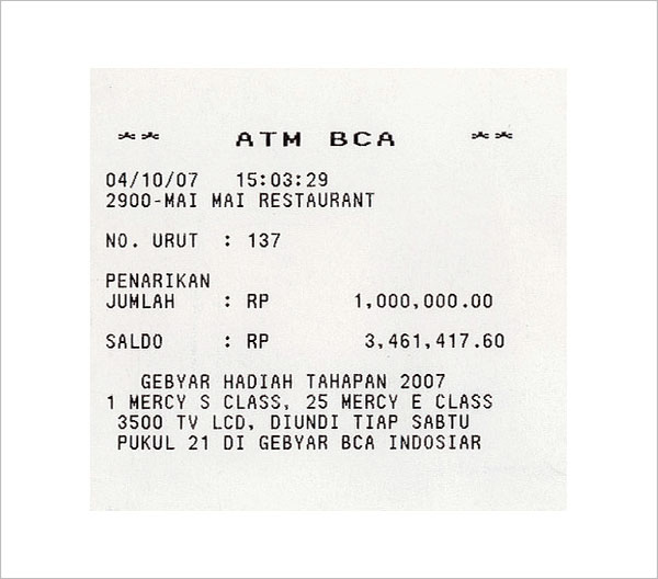Electronic ATM Receipt Template